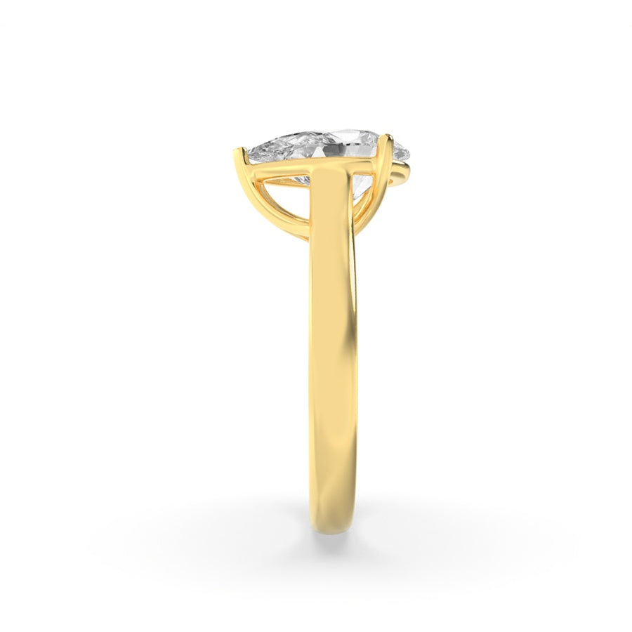 2Cttw Pear Shaped Lab Grown Diamond (F/VS) Plain Cathedral Trellis Shank Solitaire Engagement Ring in 14K Gold
