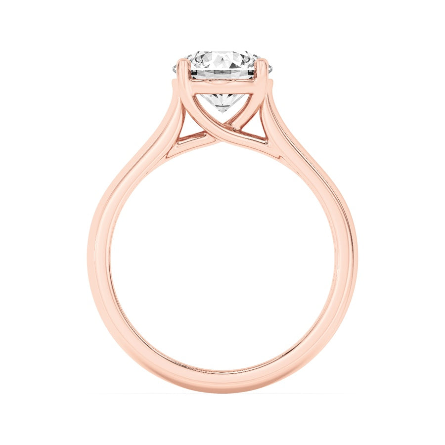 1Cttw Round Shaped Lab Grown Diamond (F/VS) PlainCathedral Trellis Shank Solitaire Engagement Ringin 14K Gold