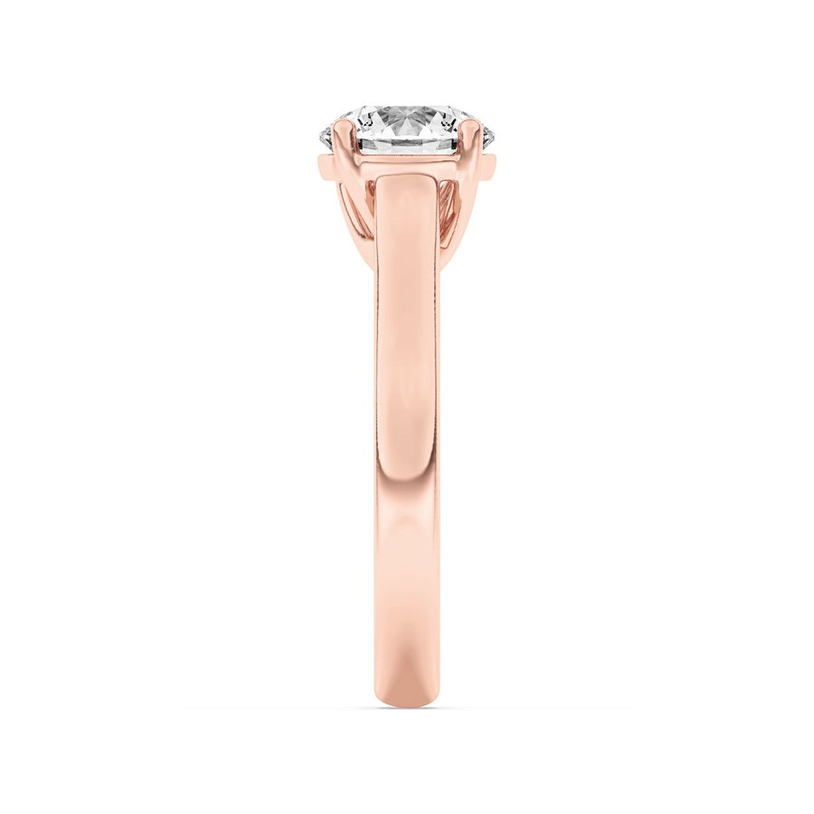 1Cttw Round Shaped Lab Grown Diamond (F/VS) PlainCathedral Trellis Shank Solitaire Engagement Ringin 14K Gold