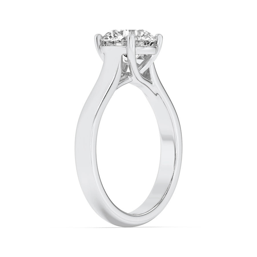 3Cttw Round Shaped Lab Grown Diamond (F/VS) PlainCathedral Trellis Shank Solitaire Engagement Ringin 14K Gold