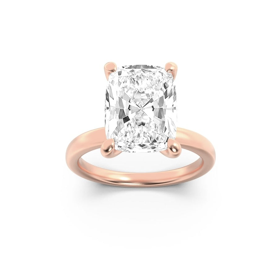 Cushion Shape Hidden Halo Plain Shank Engagement Ring lab grown diamond