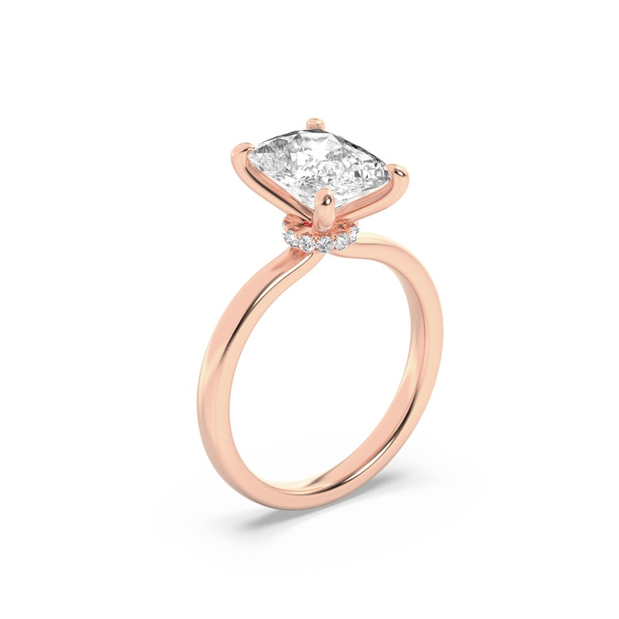 Cushion Shape Hidden Halo Plain Shank Engagement Ring lab grown diamond