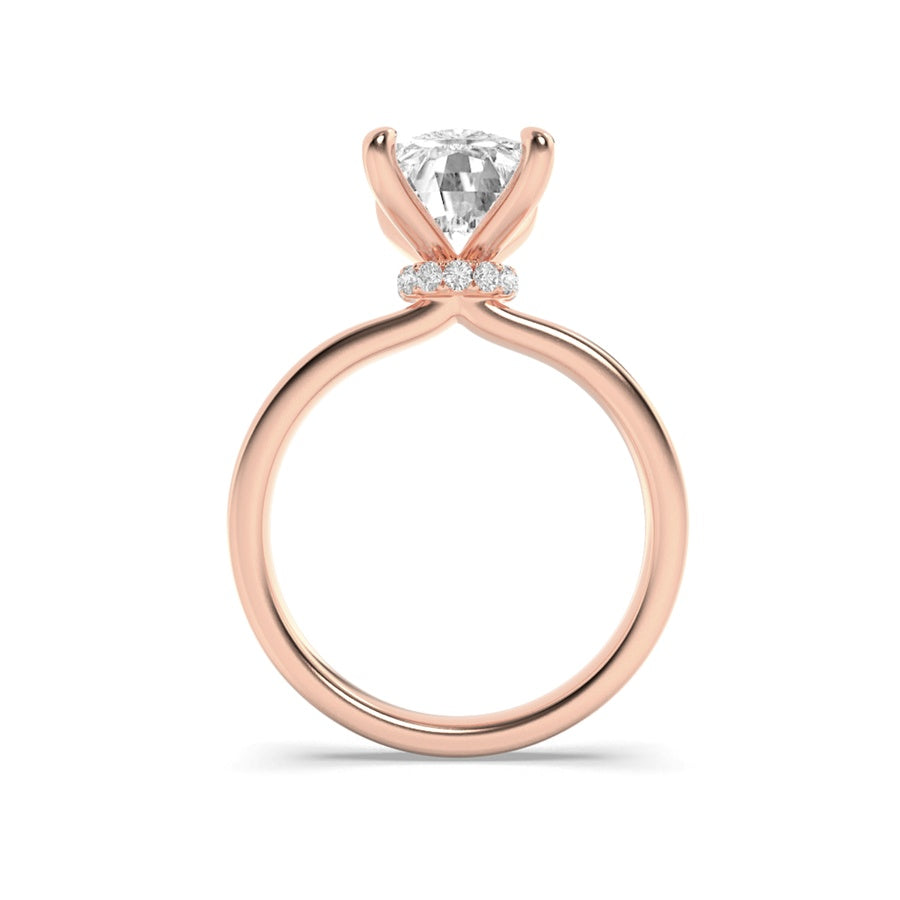 Cushion Shape Hidden Halo Plain Shank Engagement Ring lab grown diamond