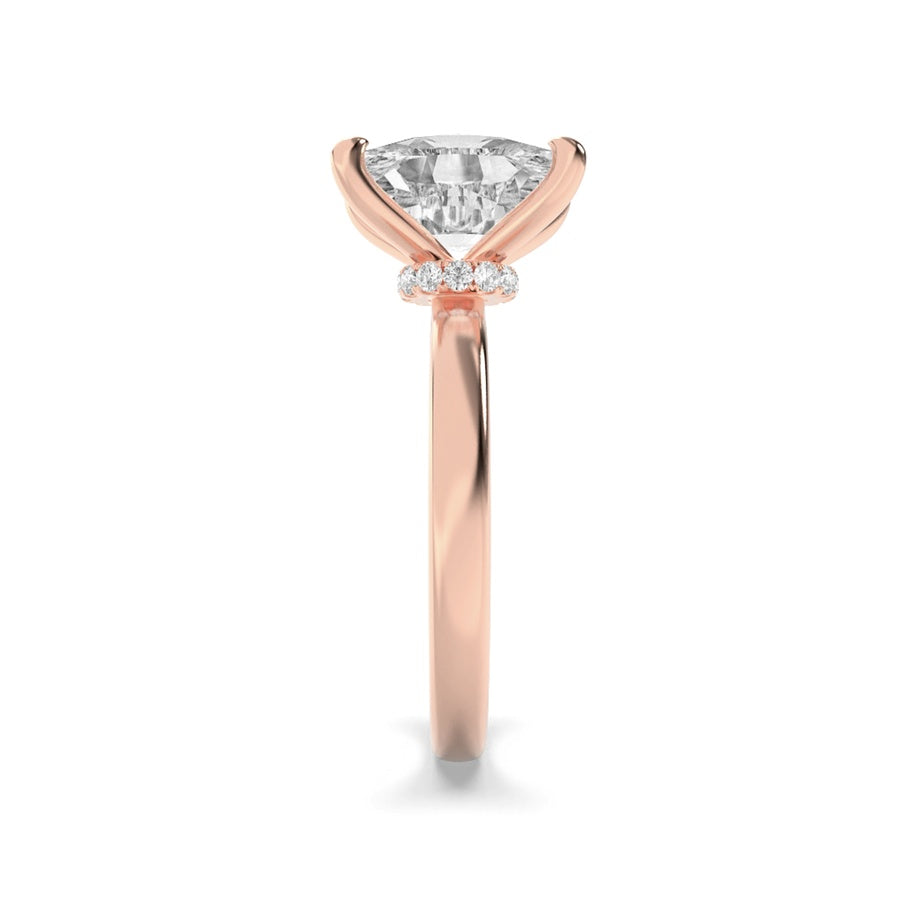 Cushion Shape Hidden Halo Plain Shank Engagement Ring lab grown diamond