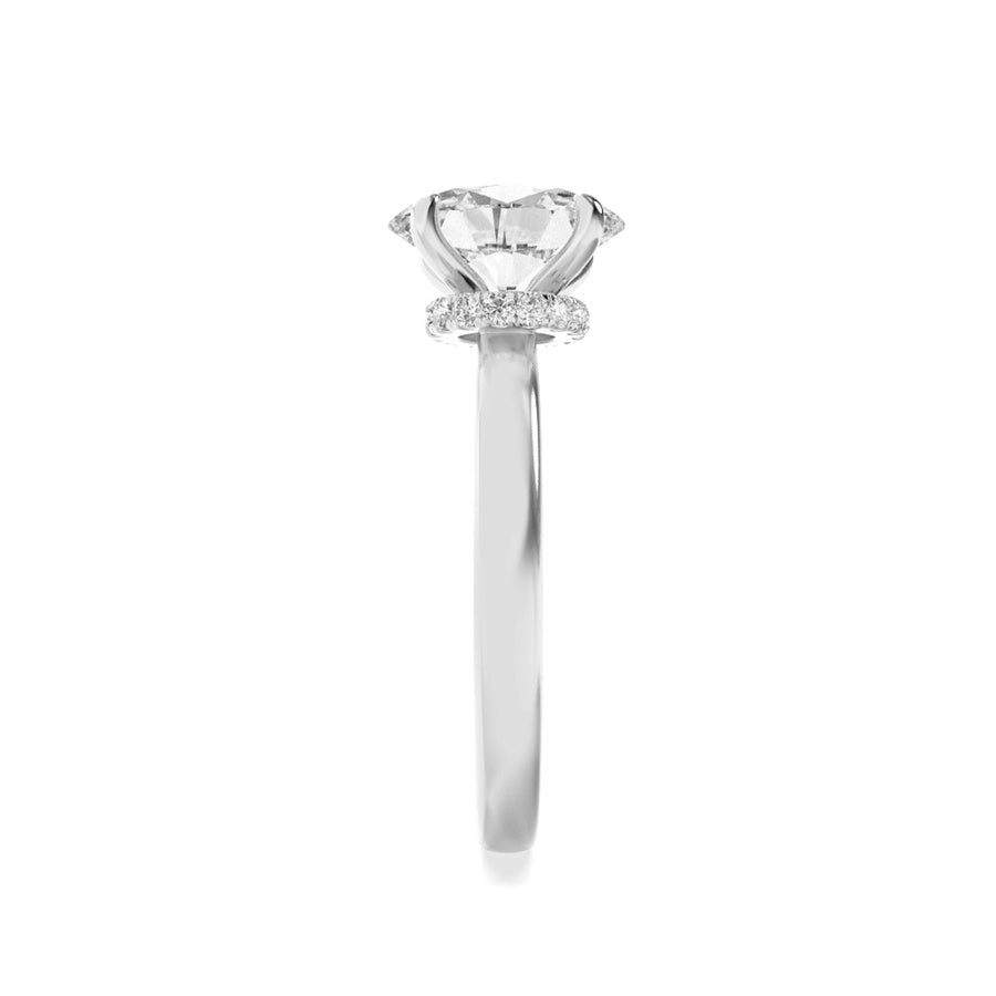 Oval Shape Hidden Halo Plain Shank Engagement Ring lab grown diamond