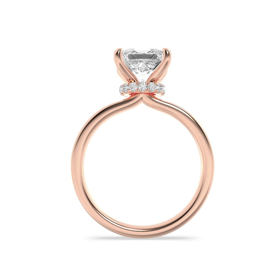 Princess Shape Hidden Halo Plain Shank Engagement Ring lab grown diamond