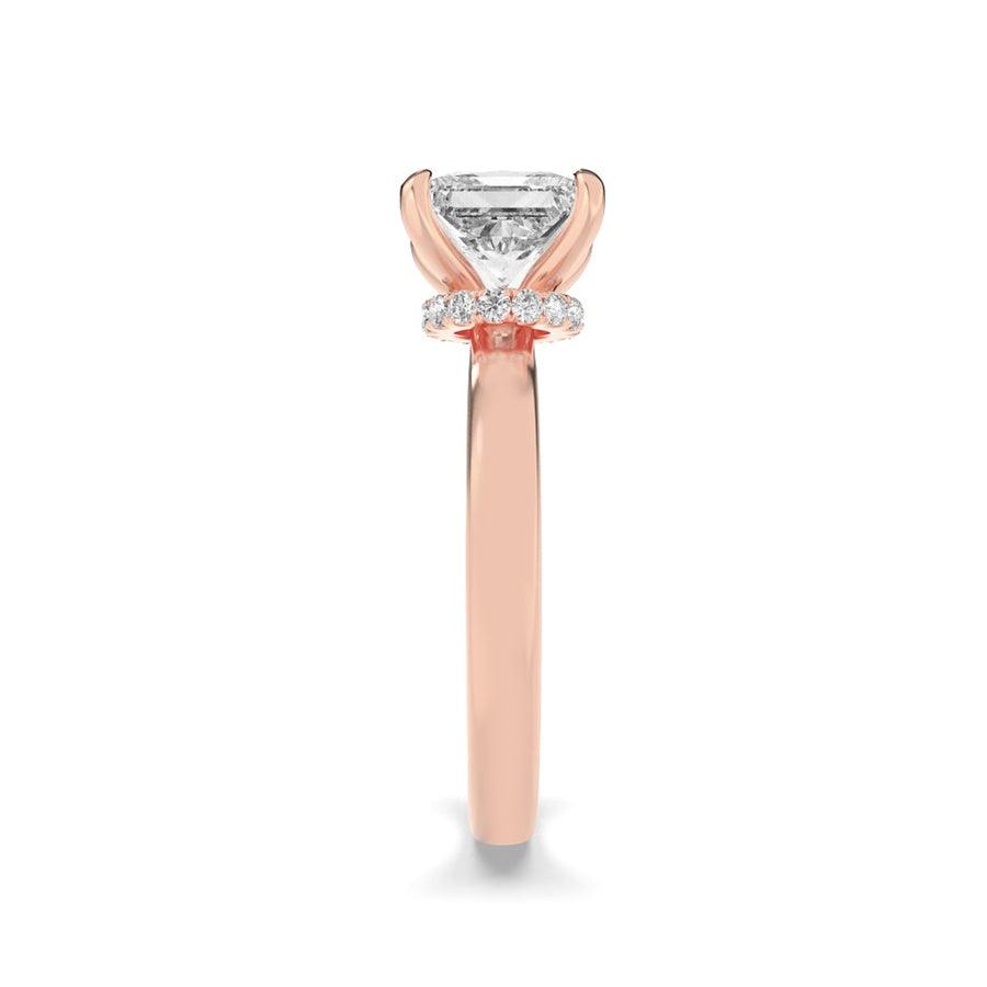 Princess Shape Hidden Halo Plain Shank Engagement Ring lab grown diamond