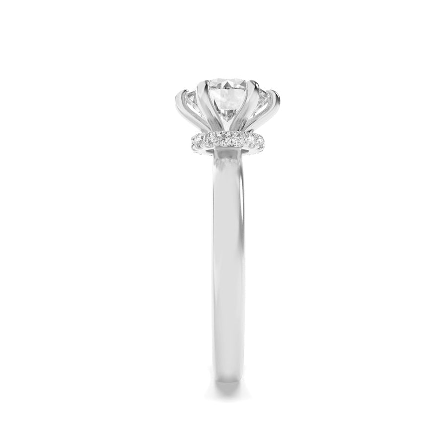 2Cttw Round Shaped Lab Grown Diamond (F/VS) HiddenHalo Plain Shank Engagement Ring in 14K Gold