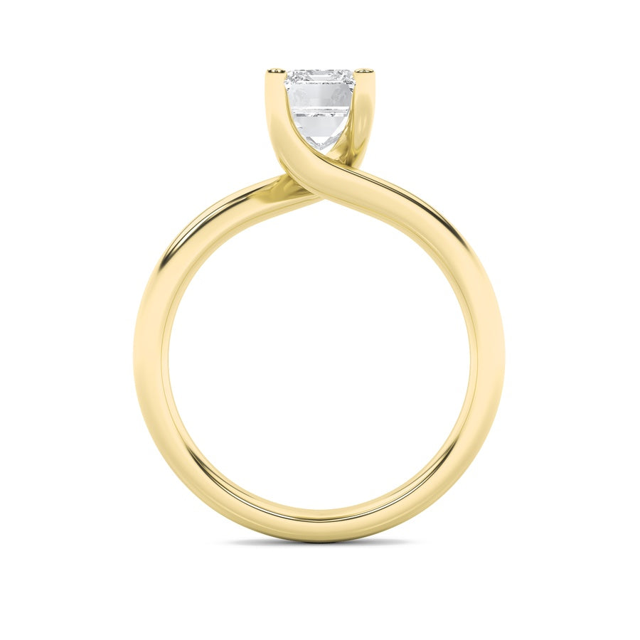 2Cttw Emerald Shaped Lab Grown Diamond (F/VS) Bypass Shank Engagement Ring in 14K Gold