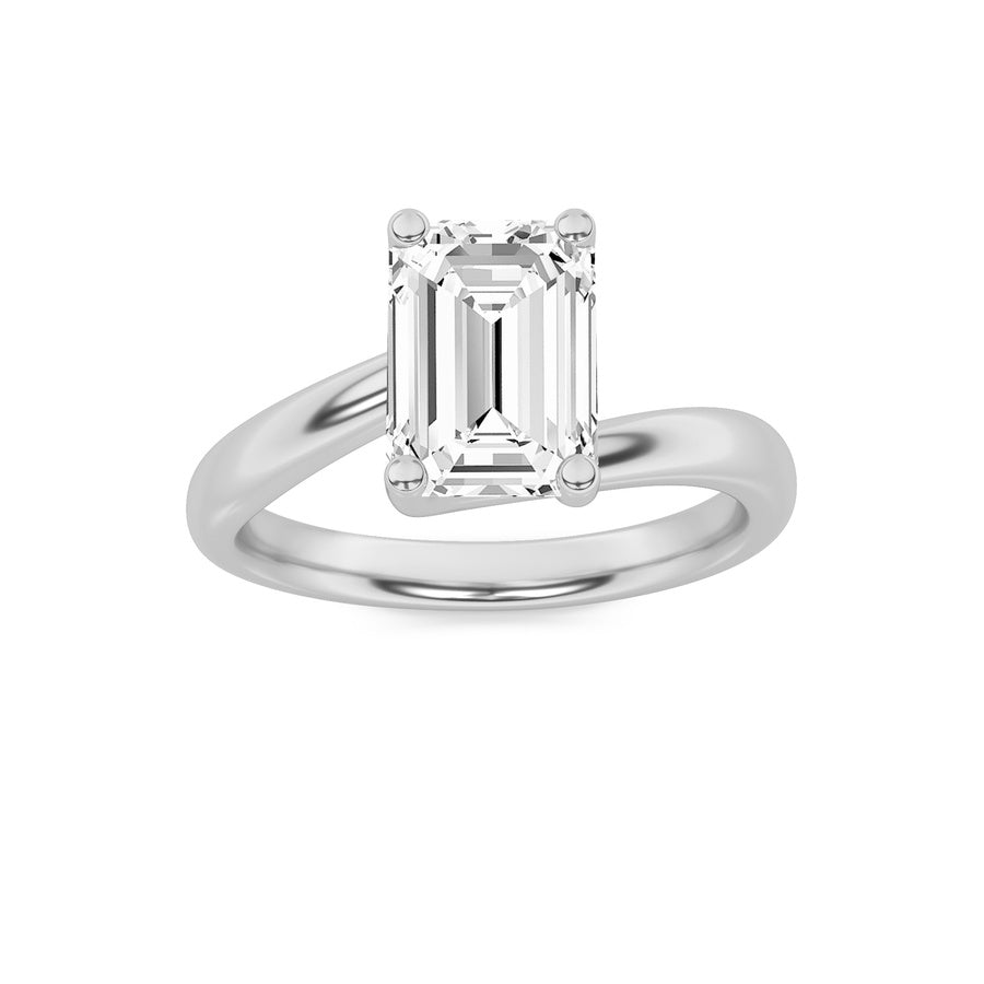 Emerald Shape Bypass Shank Engagement Ring lab grown diamond