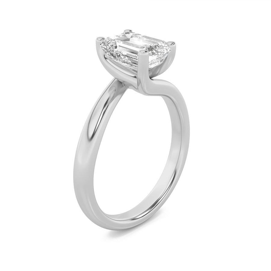 Emerald Shape Bypass Shank Engagement Ring lab grown diamond