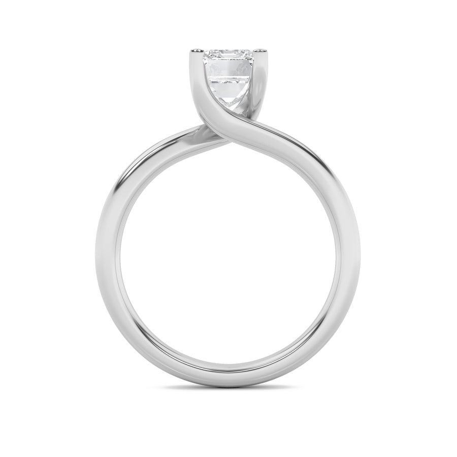 Emerald Shape Bypass Shank Engagement Ring lab grown diamond