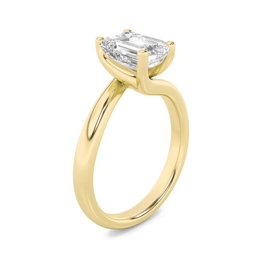 Emerald Shape Bypass Shank Engagement Ring lab grown diamond
