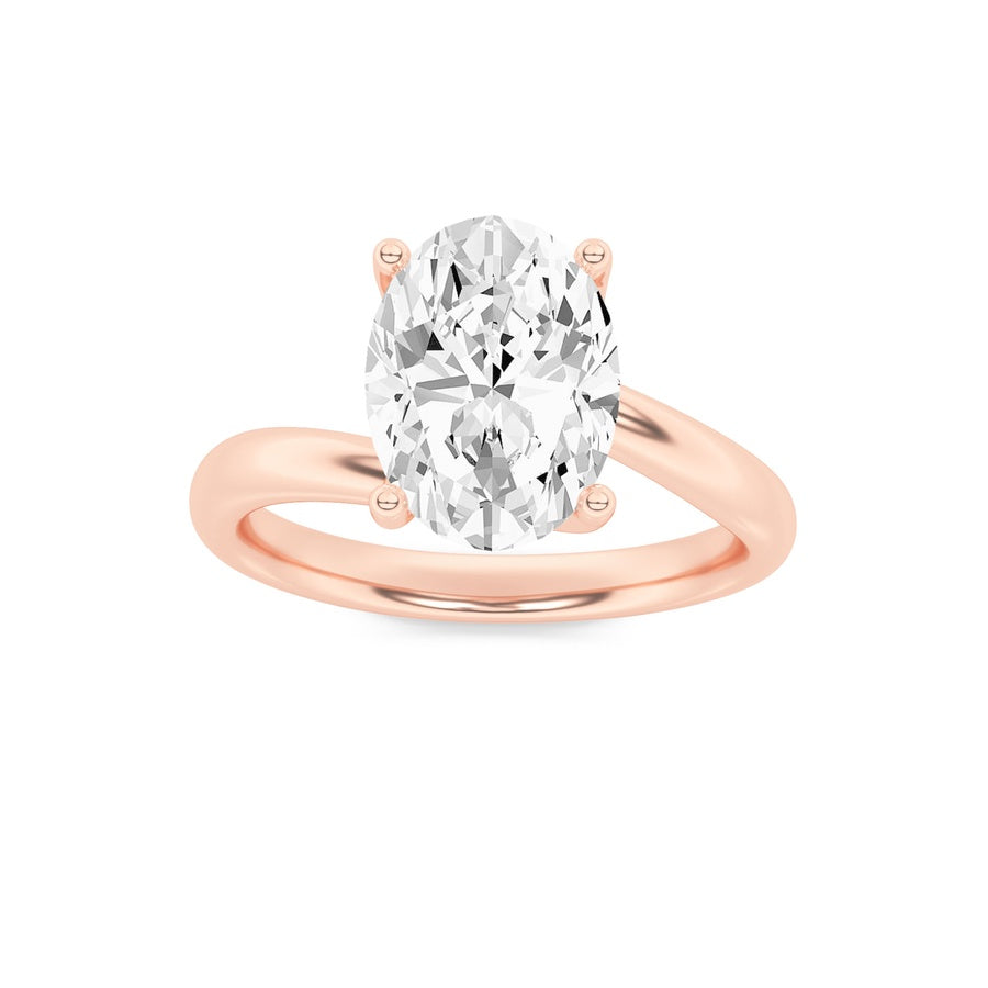 Oval Shape Bypass Shank Engagement Ring lab grown diamond