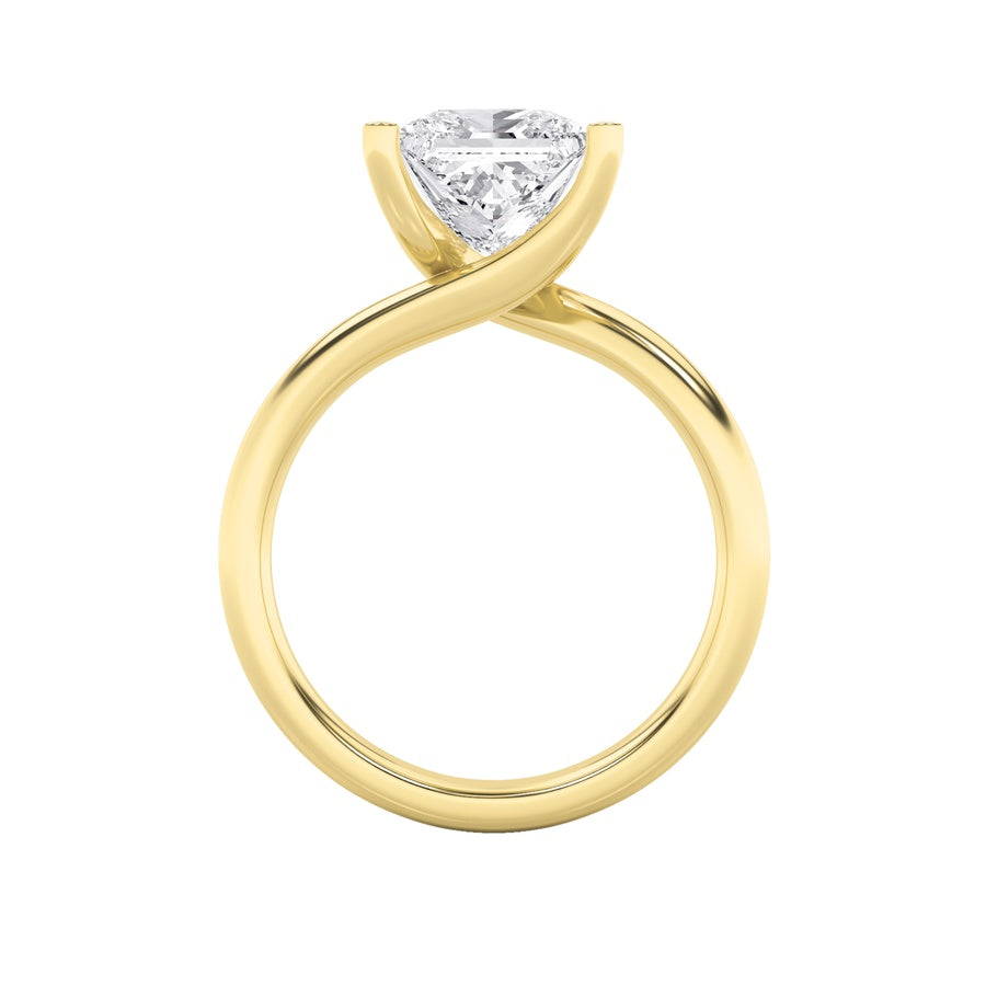 2Cttw Princess Shaped Lab Grown Diamond (F/VS) Bypass Shank Engagement Ring in 14K Gold