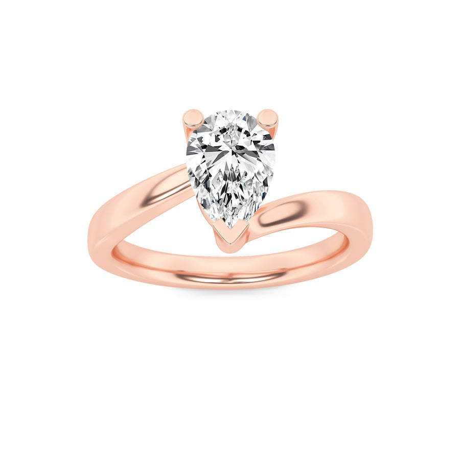 Pear Shape Bypass Shank Engagement Ring lab grown diamond