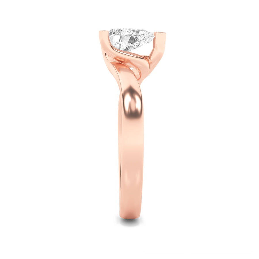 Pear Shape Bypass Shank Engagement Ring lab grown diamond
