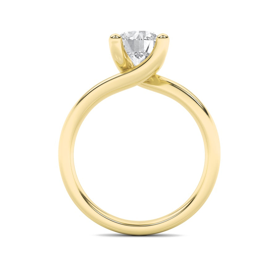 1Cttw Round Shaped Lab Grown Diamond (F/VS) BypassShank Engagement Ring in 14K Gold