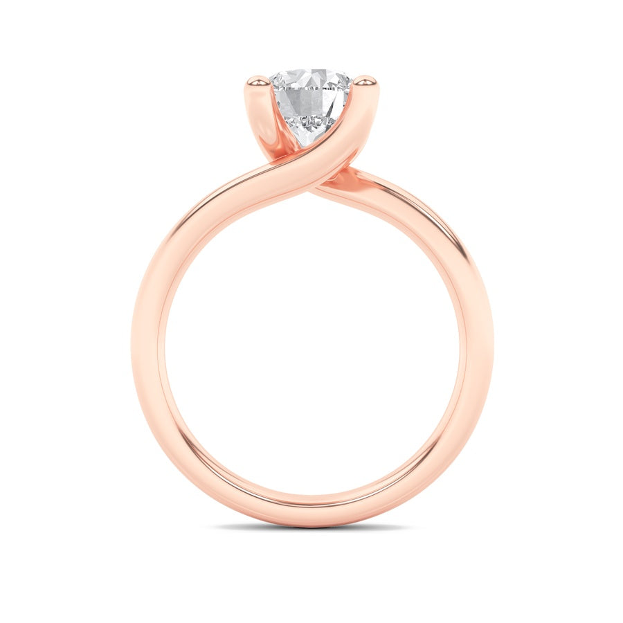 1Cttw Round Shaped Lab Grown Diamond (F/VS) BypassShank Engagement Ring in 14K Gold
