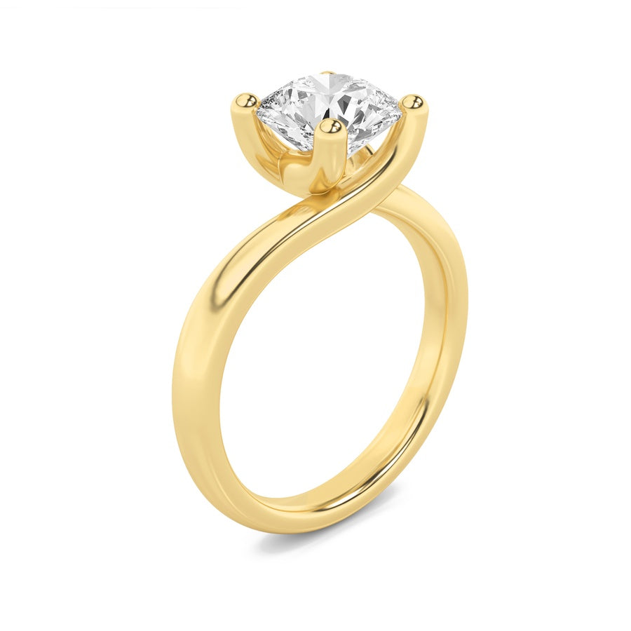 1.5Cttw Round Shaped Lab Grown Diamond (F/VS) Bypass Shank Engagement Ring in 14K Gold