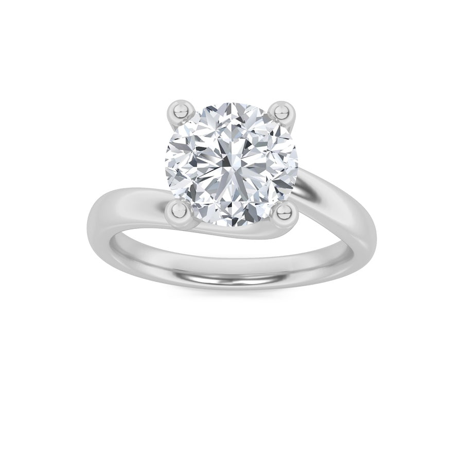 2Cttw Round Shaped Lab Grown Diamond (F/VS) BypassShank Engagement Ring in 14K Gold