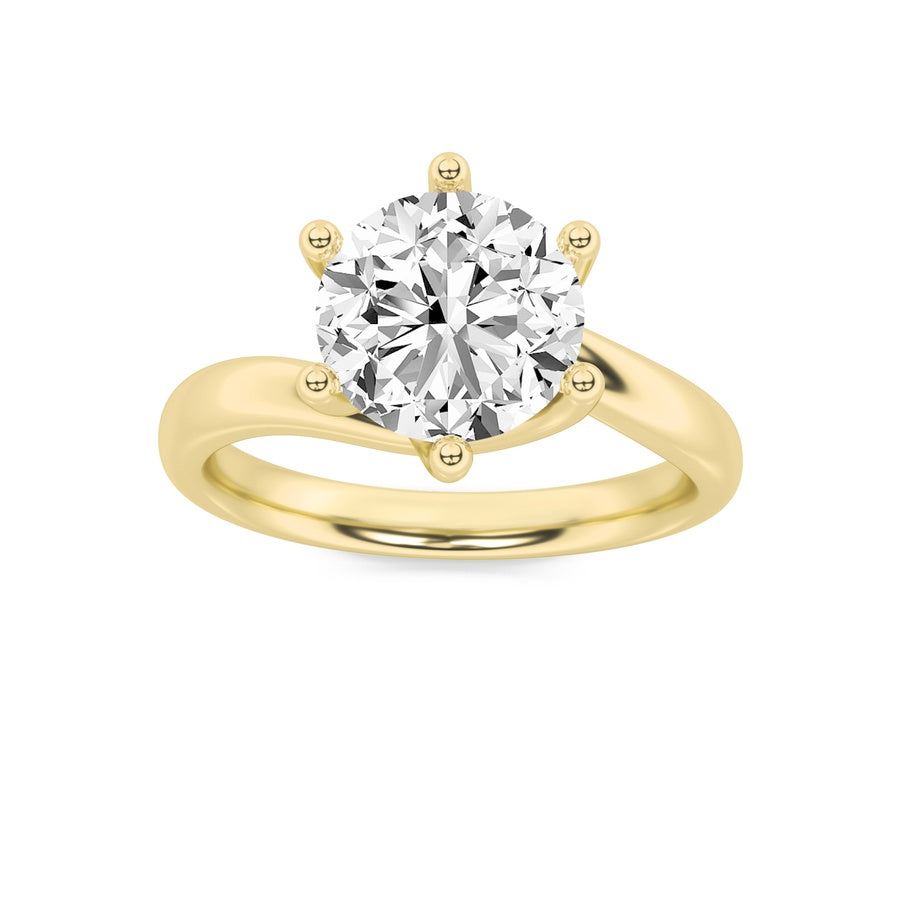 1Cttw Round Shaped Lab Grown Diamond (F/VS) BypassShank Engagement Ring in 14K Gold