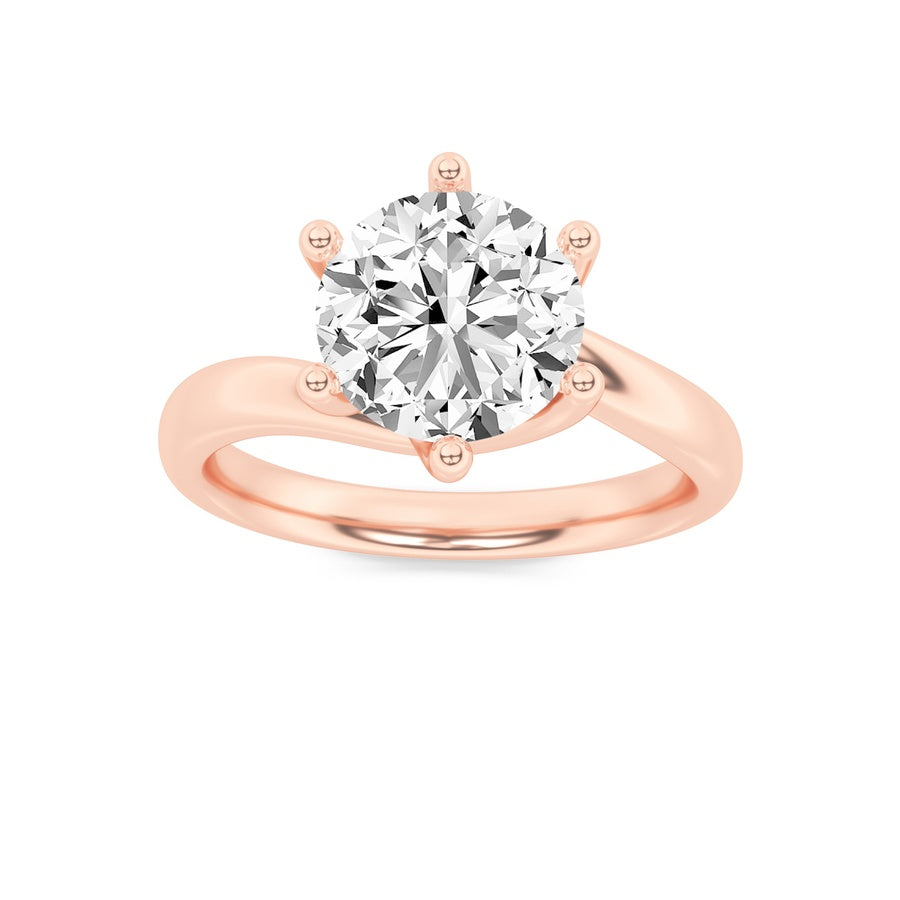 2Cttw Round Shaped Lab Grown Diamond (F/VS) BypassShank Engagement Ring in 14K Gold