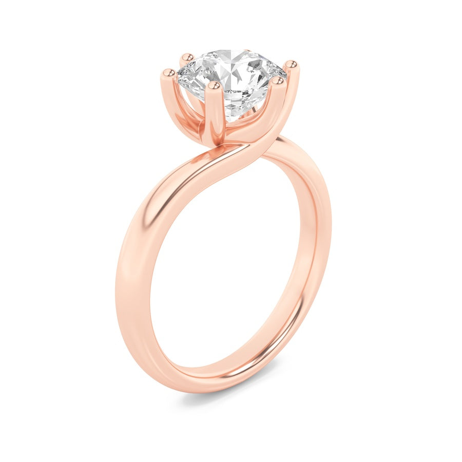 2Cttw Round Shaped Lab Grown Diamond (F/VS) BypassShank Engagement Ring in 14K Gold