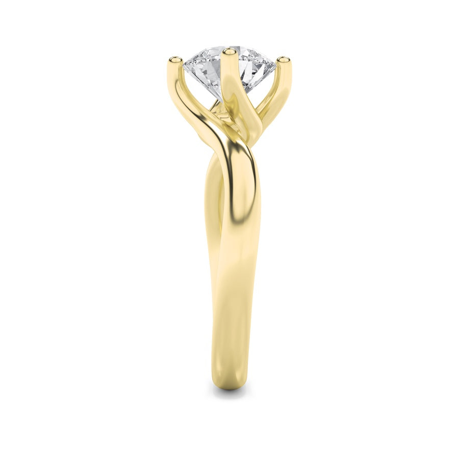 1Cttw Round Shaped Lab Grown Diamond (F/VS) BypassShank Engagement Ring in 14K Gold