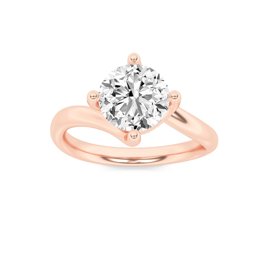 1Cttw Round Shaped Lab Grown Diamond (F/VS) BypassShank Engagement Ring in 14K Gold