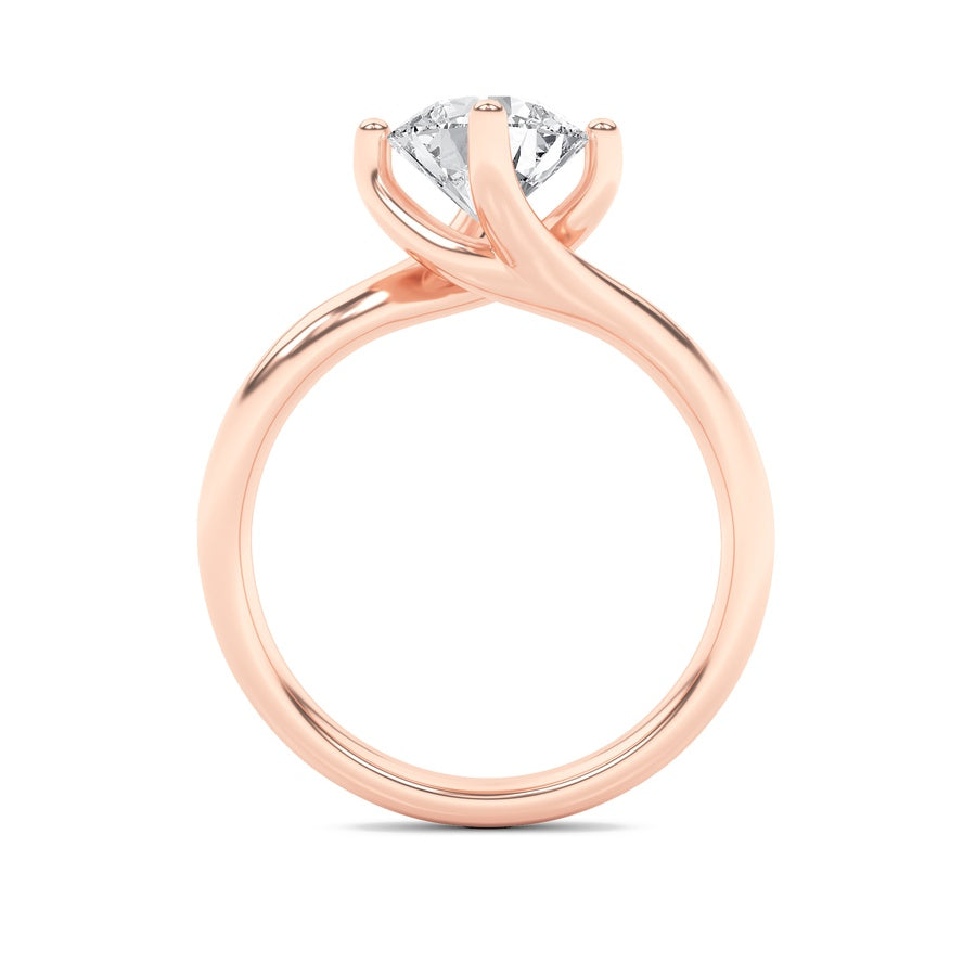 1Cttw Round Shaped Lab Grown Diamond (F/VS) BypassShank Engagement Ring in 14K Gold