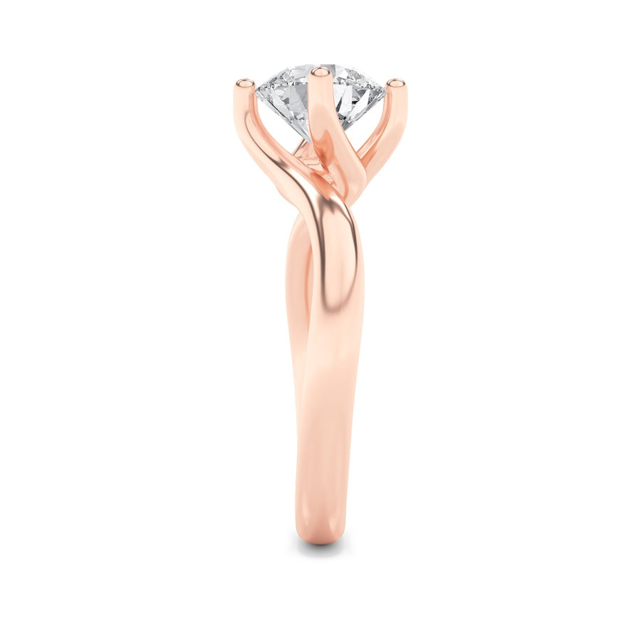 1Cttw Round Shaped Lab Grown Diamond (F/VS) BypassShank Engagement Ring in 14K Gold