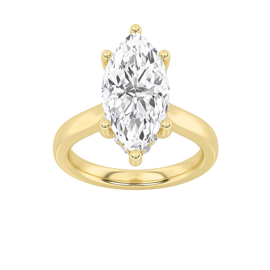 Marquise Shape Hidden Halo Cathedral Shank Engagement Ring lab grown diamond