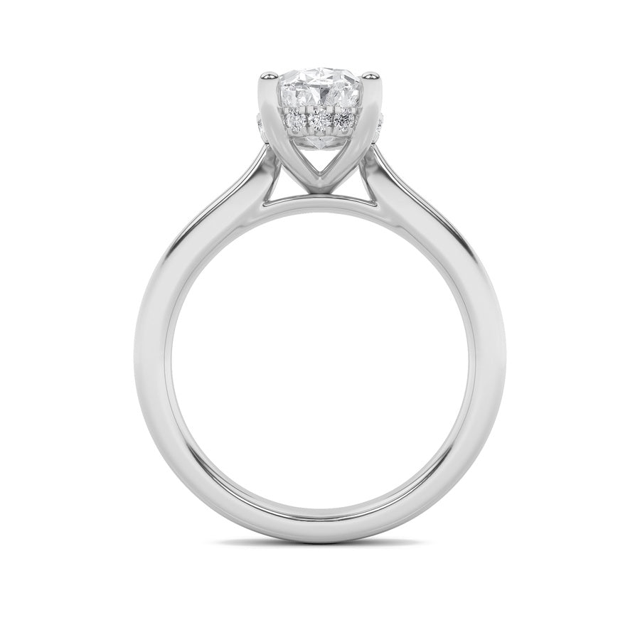 Oval Shape Hidden Halo Cathedral Shank Engagement Ring lab grown diamond
