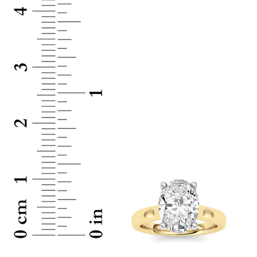 2Cttw Oval Shaped Lab Grown Diamond (F/VS) HiddenHalo Cathedral Shank Engagement Ring in 14K Gold