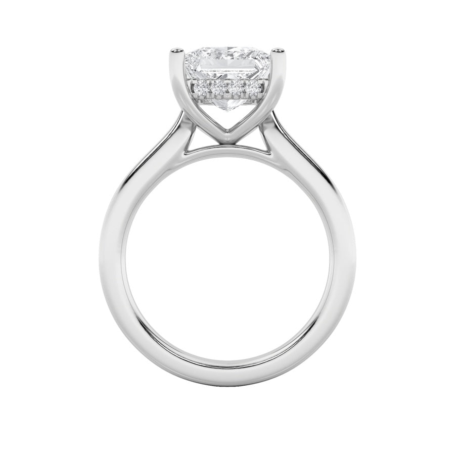 Princess Shape Hidden Halo Cathedral Shank Engagement Ring lab grown diamond