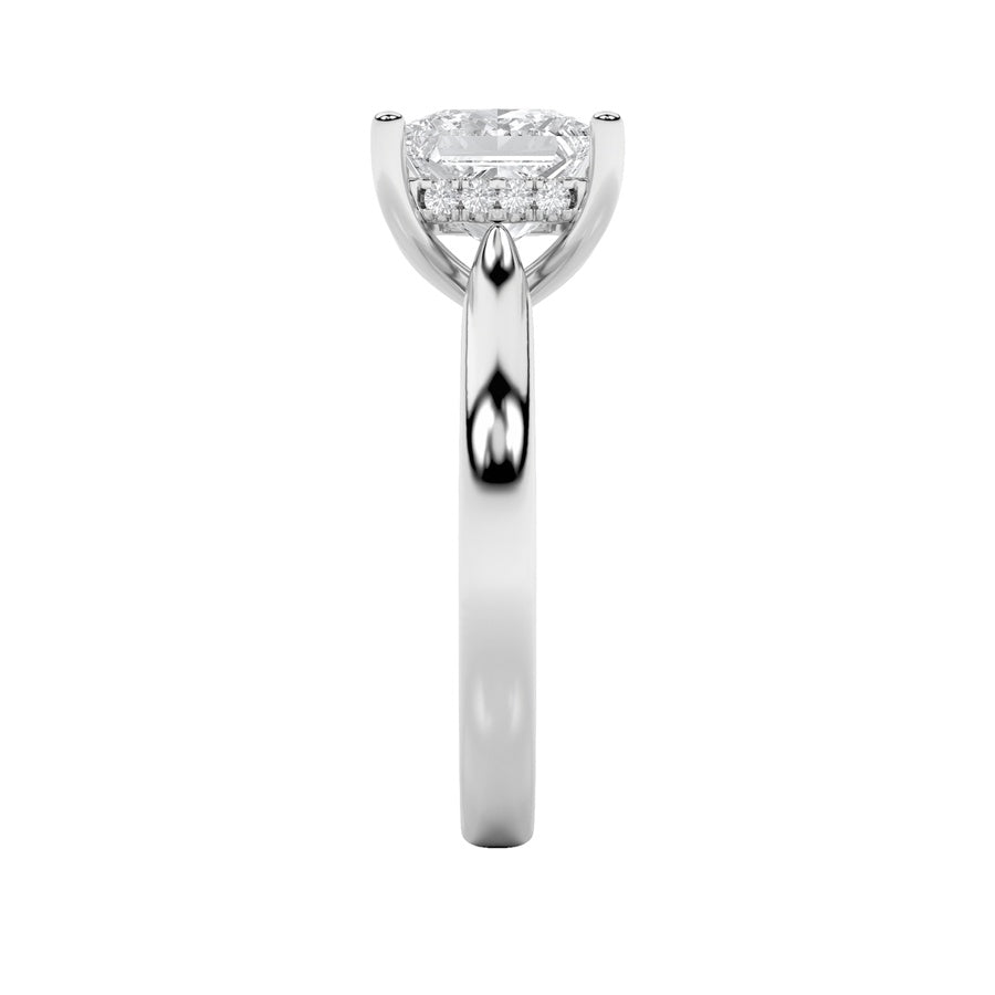 1Cttw Princess Shaped Lab Grown Diamond (F/VS) Hidden Halo Cathedral Shank Engagement Ring in 14K Gold