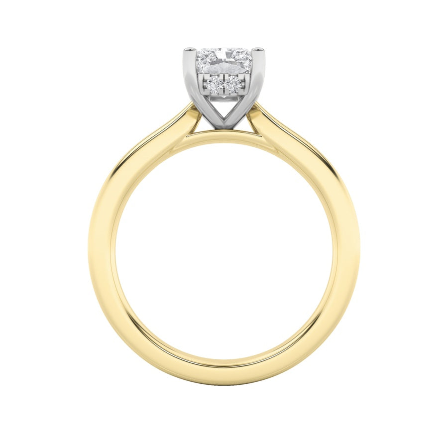 Radiant Shape Hidden Halo Cathedral Shank Engagement Ring lab grown diamond