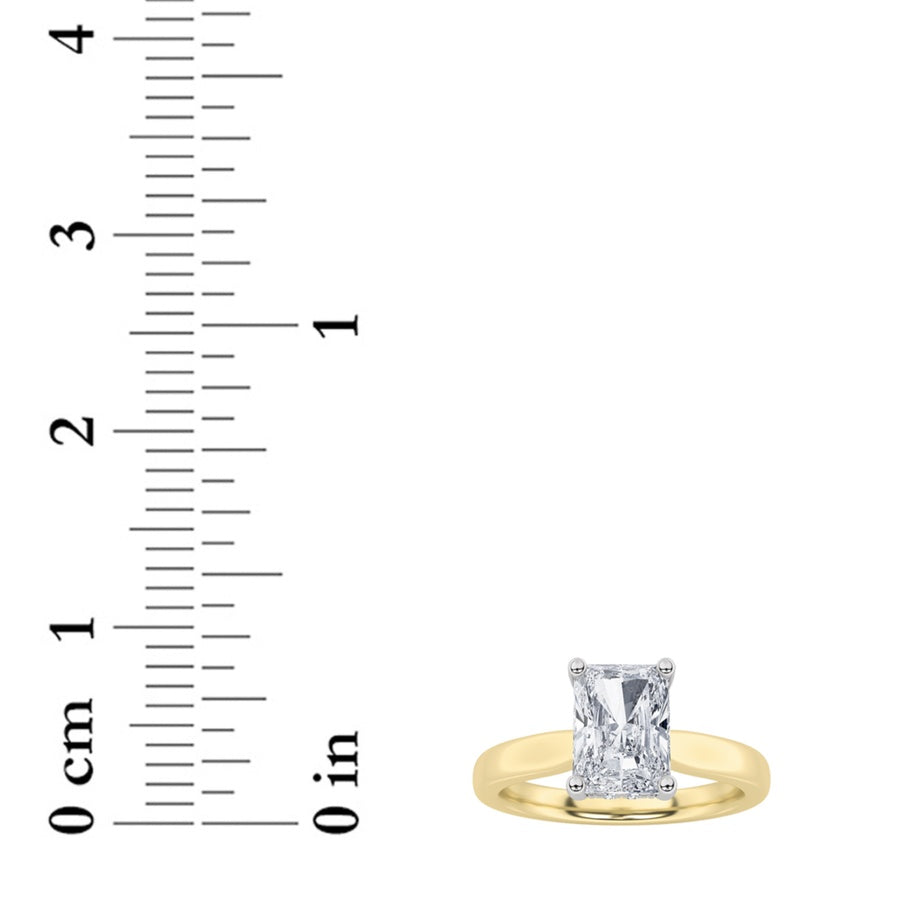 Radiant Shape Hidden Halo Cathedral Shank Engagement Ring lab grown diamond