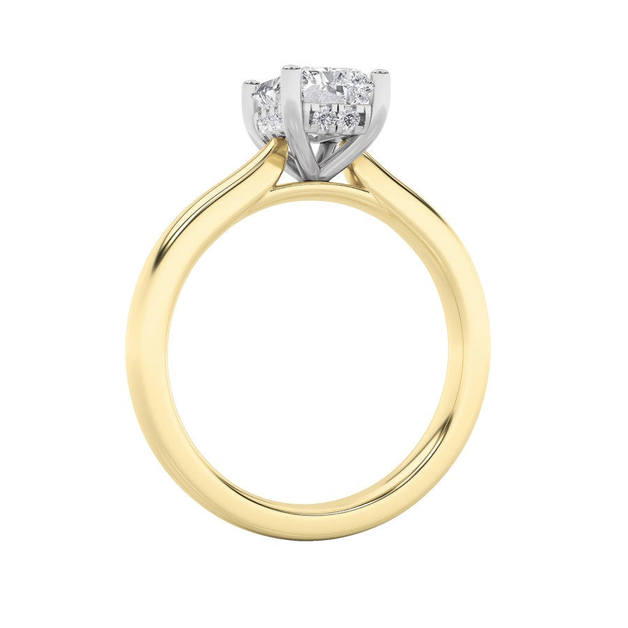Radiant Shape Hidden Halo Cathedral Shank Engagement Ring lab grown diamond