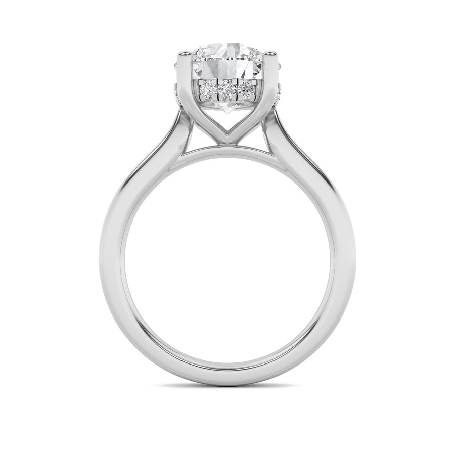 1.5Cttw Round Shaped Lab Grown Diamond (F/VS) Hidden Halo Cathedral Shank Engagement Ring in 14K Gold