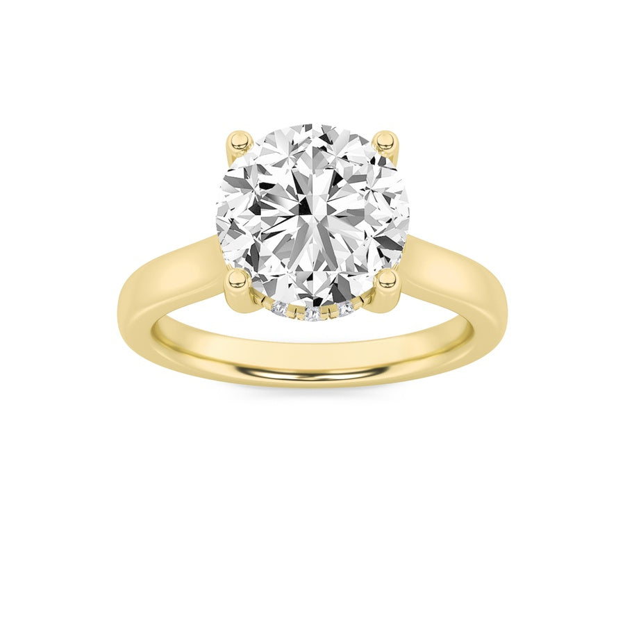 2Cttw Round Shaped Lab Grown Diamond (F/VS) HiddenHalo Cathedral Shank Engagement Ring in 14K Gold
