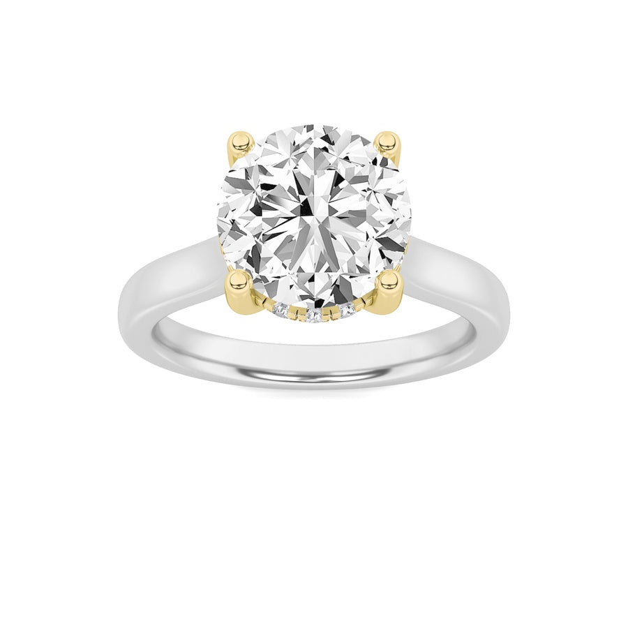 Round Shape Hidden Halo Cathedral Shank Engagement Ring lab grown diamond