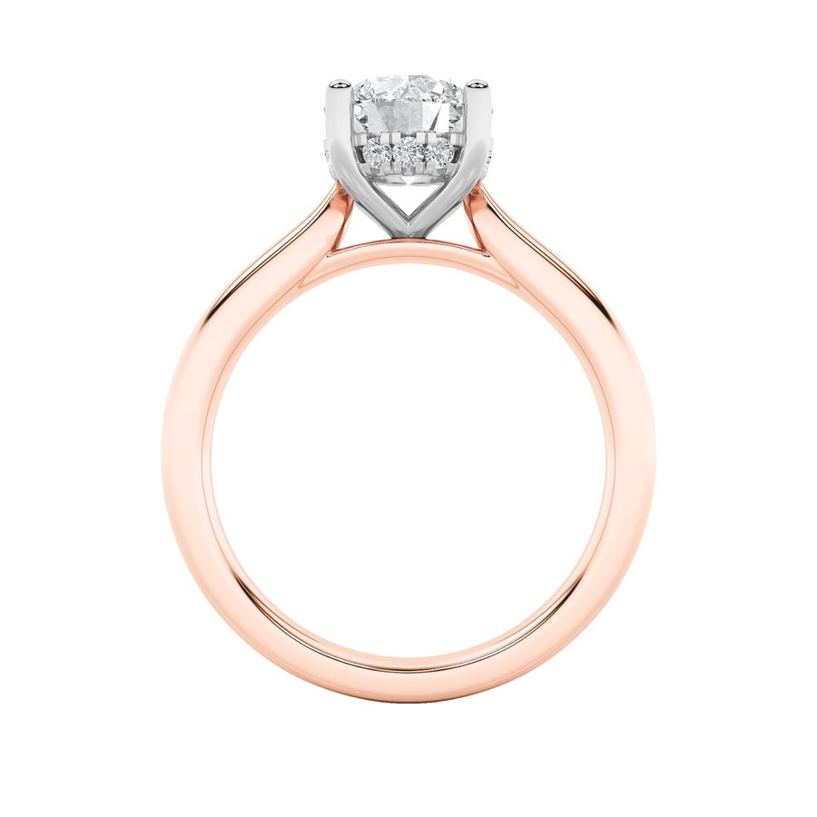 Round Shape Hidden Halo Cathedral Shank Engagement Ring lab grown diamond