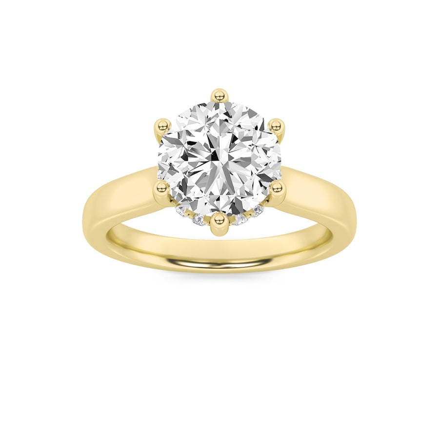 Round Shape Hidden Halo Cathedral Shank Engagement Ring lab grown diamond