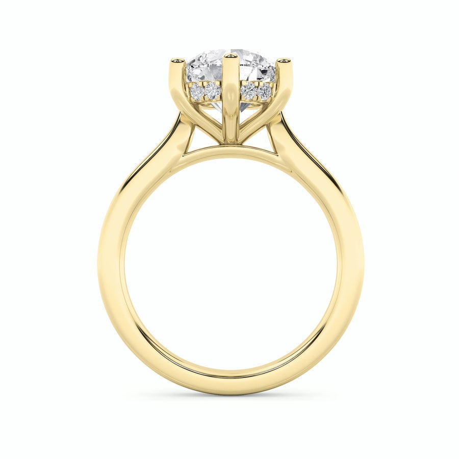 Round Shape Hidden Halo Cathedral Shank Engagement Ring lab grown diamond