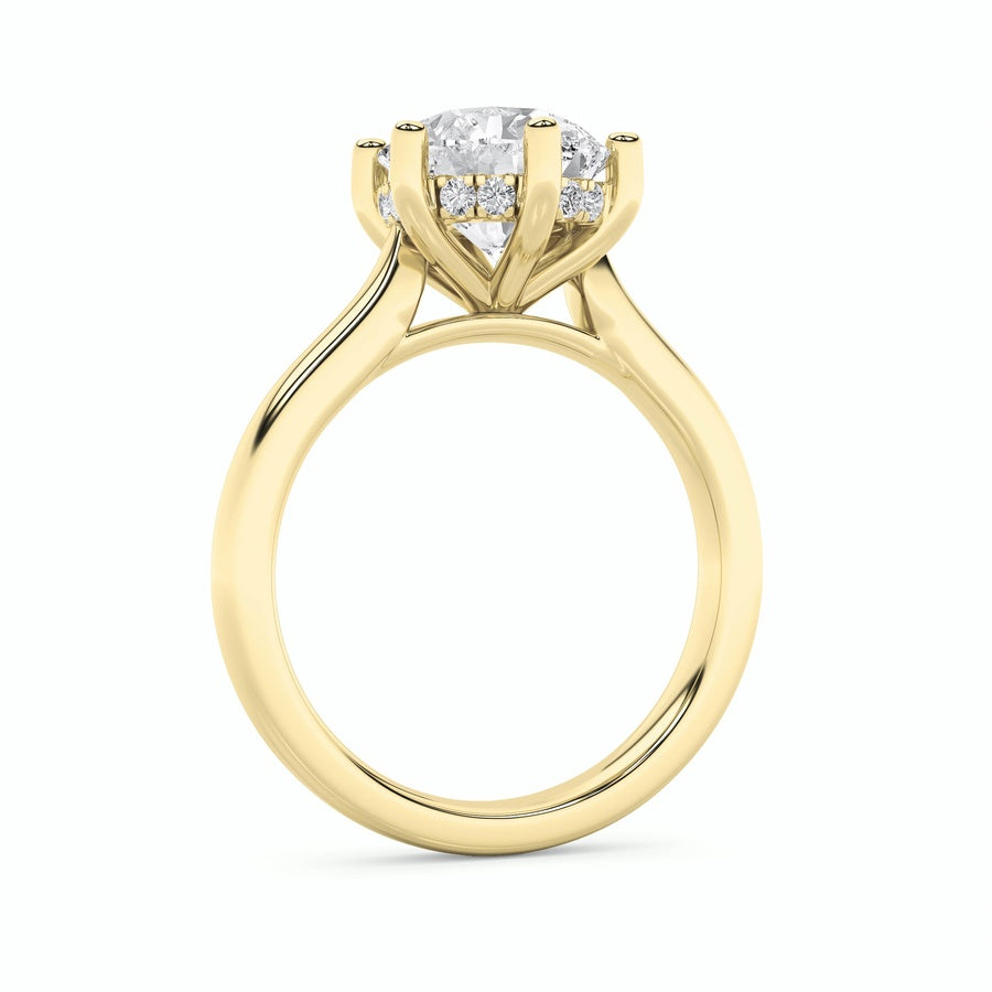 Round Shape Hidden Halo Cathedral Shank Engagement Ring lab grown diamond