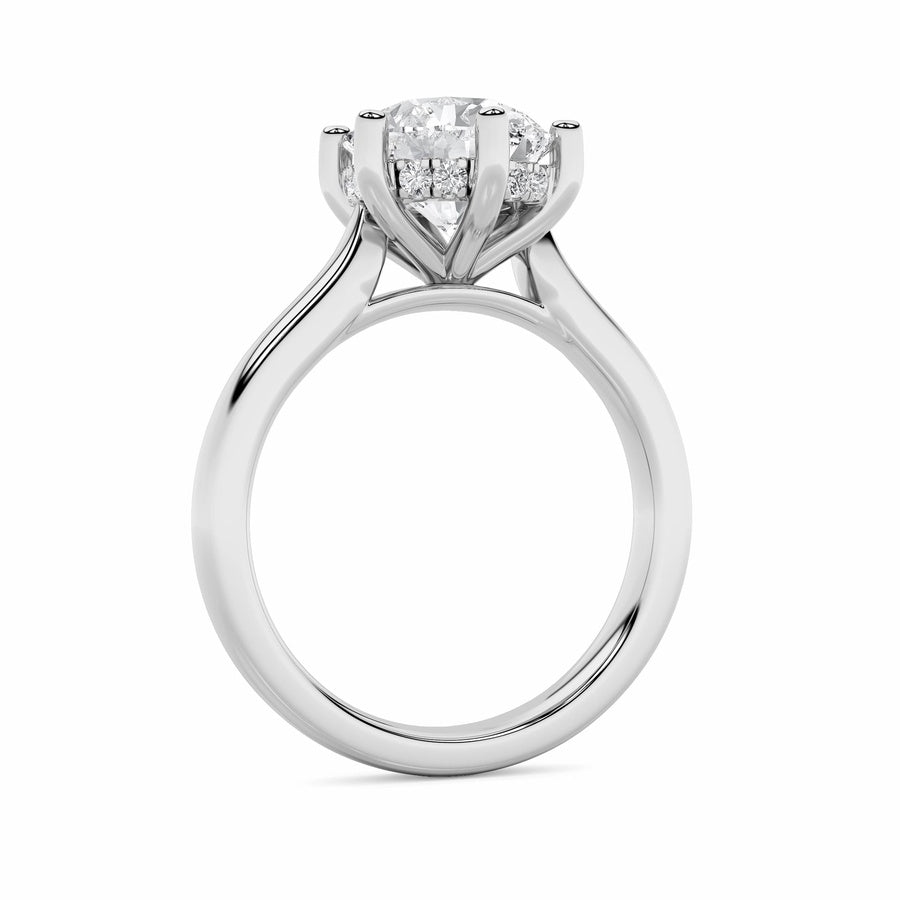 2Cttw Round Shaped Lab Grown Diamond (F/VS) HiddenHalo Cathedral Shank Engagement Ring in 14K Gold