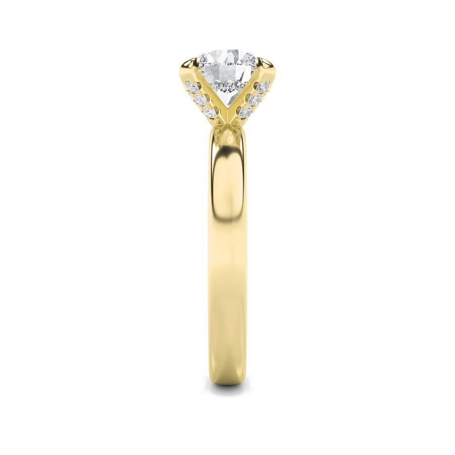 2Cttw Round Shaped Lab Grown Diamond (F/VS) HiddenHalo Petite Shank Ring in 14K Gold