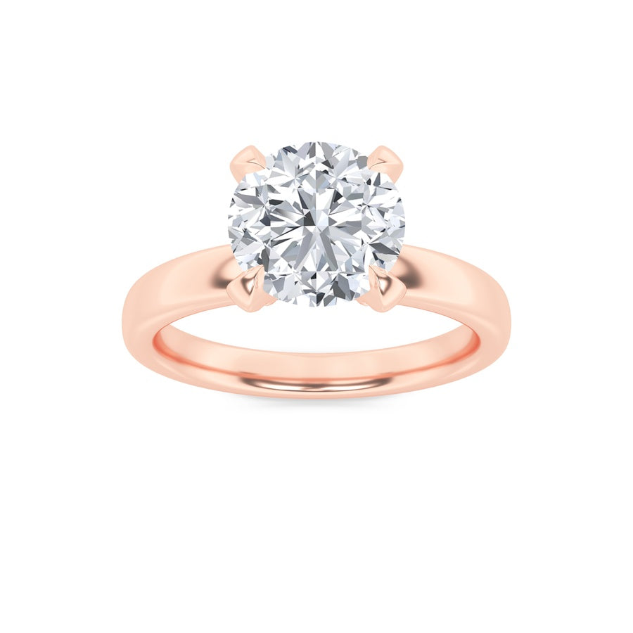 2Cttw Round Shaped Lab Grown Diamond (F/VS) HiddenHalo Petite Shank Ring in 14K Gold
